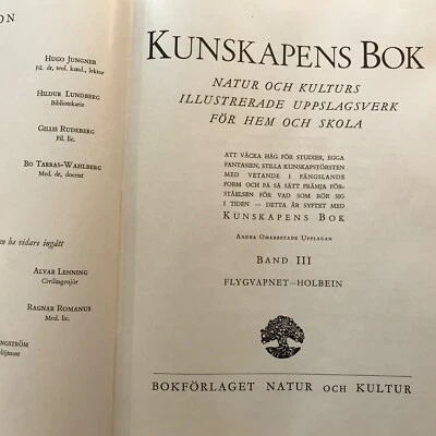 Swedish Kunskapens Book of Knowledge Volume III 1945 HC Encyclopedia Book - Image 1 of 4