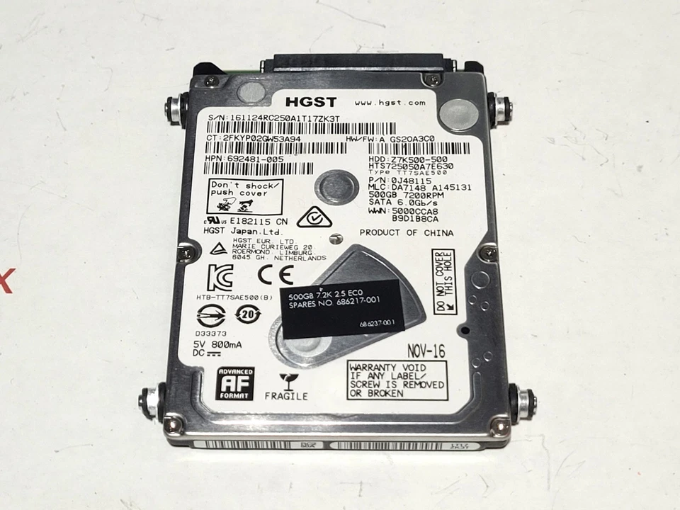 HP ProOne 400 G2 Series All-in-One Touch Screen 500GB Hard Drive OE: 686217-001 - Image 1 of 1