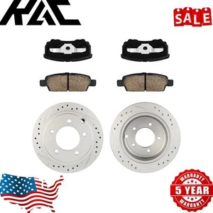 Drilled Solid Rotor + Ceramic Brake Pads Rear For 08-17 Jeep Patriot 53036+D1037 - Picture 1 of 22