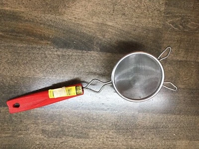Tamiz colador vintage EKCO mango de plástico rojo, 10" de largo, 3" de diámetro Foto 1 de 4