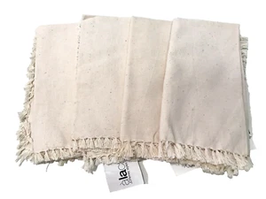 Park B. Smith Ltd. 4 Vintage 90's Cotton Square Natural Table Fringe Napkins  - Picture 1 of 4
