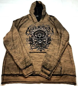 Affliction Reversible Hoodie Men 3XL Embossed Velvet Embroidered Logo Distressed - Picture 1 of 14