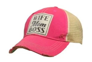 Nuevo sin etiquetas angustiado vintage ""Esposa mamá jefa"" sombrero de camionero - Imagen 1 de 1