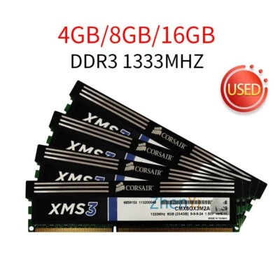 16GB 8GB 4GB DDR3 1333MHz PC3-10600U Non-ECC Intel PC DIMM Memory Corsair XMS3 - Image 1 of 4