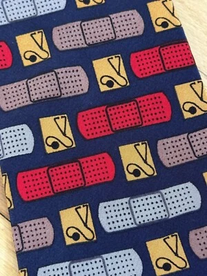 Vicky Davis Nueva York Corbata de Seda Médico Enfermera Bandaid Estetoscopio Médico Dr Foto 1 de 3