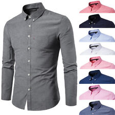 Men Casual Tops Dress Shirt Button Down Slim Fit Shirt Oxford Cotton Long Sleeve