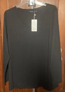 Women's Basic Jersey V-Neck Long Sleeve Top T-Shirt Lightweight XL NWT - Picture 1 of 6