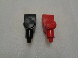 Red Black Marine type Battery Terminal Covers Boot Wing Nut Style Set 4 & 6 AWG - Picture 1 of 4