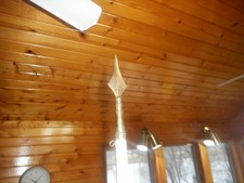 ANTIQUE ODD FELLOWS BANNER POLE CAST IRON PEDESTAL ONLY ARROW TOP 6 1/2 FEET