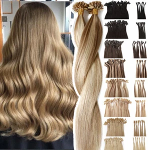 Fusion Pre Bonded Keratin Nail U-Tips Real Remy Human Hair Extensions U Tip Glue - Picture 1 of 29