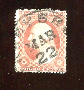 USA BRIEFMARKEN SC26 3C WASHINGTON MATT ROT (B978) GEBRAUCHT DATUMSSTEMPEL - Bild 1 von 2