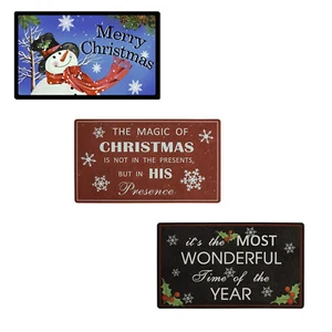 Decorative Merry Christmas Low Profile Non Slip Doormat Rubber Welcome Door Mat - Picture 1 of 26
