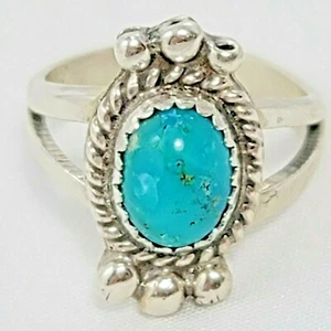 Anello in argento sterling e turchese dell'artista Navajo Lenora Begay da donna misura 5,5 - Foto 1 di 10