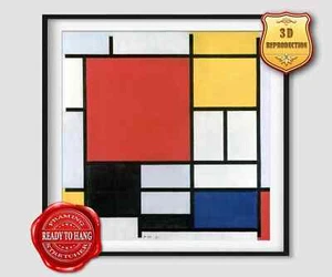 Piet Mondrian. Rojo Amarillo Azul... Gel Textura Efectos 3D Hecho a Mano Listo para Colgar - Imagen 1 de 14