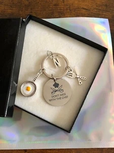 Personalised CHEF Key Ring Charm Initial Letter Utensils Frying Pan Engraved Set - Picture 1 of 7