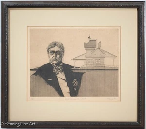 Beautiful Vintage Etching Frank Furness Architect Portrait Trial Proof, Rare! - Picture 1 of 7