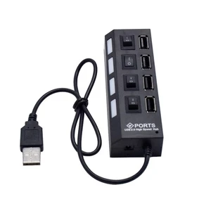 HUB USB 4 gniazda Niezależny rozdzielacz USB 2.0 (czarny) Adapter USB - Zdjęcie 1 z 11