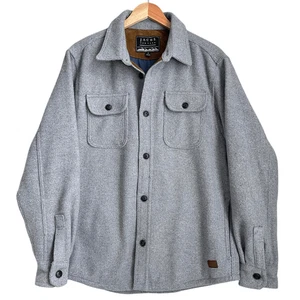 JACHS New York Men Medium Gray Wool Blend Shacket Shirt Jacket Workwear Overshir - Picture 1 of 12