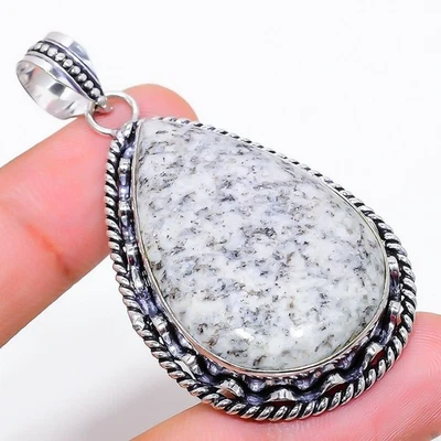 Pendente In Argento Sterling 925 Fatto A Mano In Gemma Blu Azurite 2.36" - Immagine 1 di 4