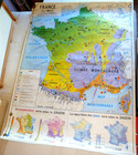 Vintage Double sided French Map School Poster AGRICULTURE & CLIMATE LARGE