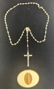 Vintage ROSARY STERLING SILVER 925 Genuine CRYSTAL Beaded Necklace w/Orig Case - Picture 1 of 8