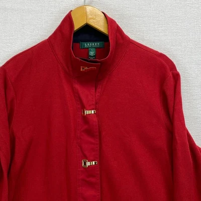 Abrigo Chaqueta Lauren Ralph Lauren Rojo 100% Algodón Tejido Dorado Herrajes Foto 1 de 4