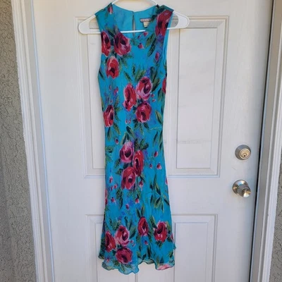 Vestido de Seda Cachicho Vintage Talla S Sin Mangas Asimétrico Hada Maxi Cuentas Floral Foto 1 de 4