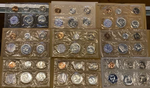 9 Proof Sets 1957, 1958, 1959, 1960, 1961, 1962, 1963, 1964, 1965 Uncirculated - Picture 1 of 4