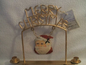 Kerzenhalter Weihnachten Metall handbemalt Weihnachtsmann mit Frohe Weihnachten 13" B x 11" T - Bild 1 von 6