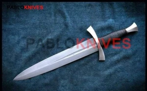 15" Premium Custom Handmade J2 Stahl Jagd Dolch Messer Leder Wickelgriff - Bild 1 von 1