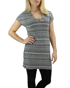 KHUJO Damen Kleid ADELINA Jerseykleid Sommerkleid Longshirt schwarz Ethno-Muster - Picture 1 of 2