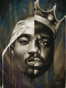 BIGGIE SMALLS AND TUPAC 2PAC 20X30 INCH CANVAS WALL ART COVERING HOME DECOR UK - Picture 1 of 1