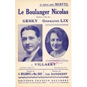 Le BOULANGER NICOLAS chanson GESKY paroles WILLEMETZ EDDY musique DANIDERFF 1930 - Imagen 1 de 1