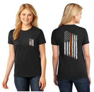 Camisa delgada para mujer línea naranja bandera estadounidense búsqueda rescate SAR manga corta - Imagen 1 de 2