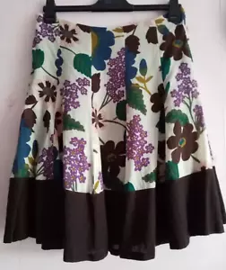 Ladies Boden 100% Wool Flare Skirt UK 12, Brown Floral ~ fully lined - Picture 1 of 14
