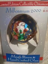 Millennium 2000 Limited Edition Christmas Ornament Mouth Blown Santa &Reindeer