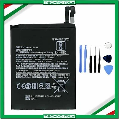 BATTERIA PER XIAOMI BN48 PER REDMI NOTE 6 PRO 4000MAH SOSTITUTIVA+SET CACCIAVITI - Immagine 1 di 3