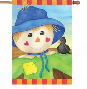 Gran Espantapájaros Otoño Otoño Casa Bandera 28x40 Halloween Otoño Decoración Cuervo Premier  - Imagen 1 de 1