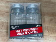 BRAND NEW COOKING CONCEPTS GLASS SALT & PEPPER SHAKERS 3 1/2" HIGH 1 1/2" SQUARE