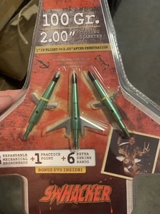 1 pack 2.0" Cut Swhacker 100 Grain Expandable Broadheads 2 Blade FREE SHIPPING - Picture 1 of 1