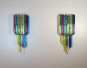 Pair of vintage Murano wall sconce – multicolor quadriedri -Mariangela model - Picture 1 of 13