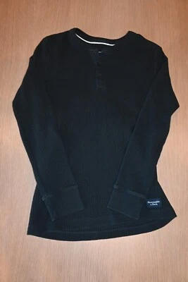 Camisa térmica Henley de manga larga negra talla pequeña de Abercrombie & Fitch para hombre Foto 1 de 3