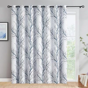 100% Blackout Patio Sliding Glass Door Curtains 96 Inch Long For Bedroom Blue Gr - Picture 1 of 9