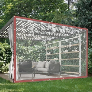 Outdoor Curtains, Transparent PVC Tarpaulin, Rainproof, Water-Resistant, UV - Picture 1 of 12