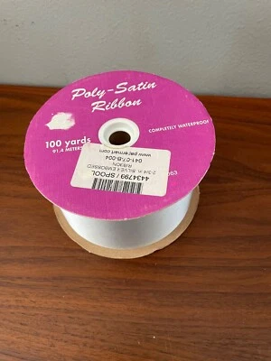 POLY SATIN Silver Embossed WATERPROOF RIBBON 100 YARDS 3" WIDE 95% New Spool - Image 1 of 4