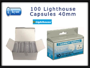 100 Coin Capsules Lighthouse Direct Fit 40MM Holders 200o Ptas. Commemorative - Picture 1 of 6