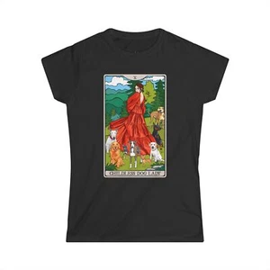T-shirt donna senza bambino cane signora tarocchi aderente senza bambino donna cani maglietta - Foto 1 di 6