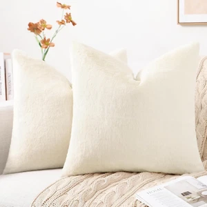 Faux Fur Plush Throw Pillow Covers 18X18 Set of 2, Luxury Soft Fluffy Cozy Decor - Picture 1 of 12