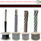  STAINLESS CLEAR BLACK COATED GALVANISED STEEL WIRE ROPE LIFTING METAL CABLE