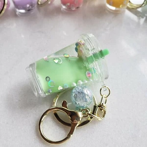 Schlüsselanhänger Einhorn Boba Baby Milchtee Tasse Glitzer Treibsand flüssig Kawaii Anhänger - Bild 1 von 25